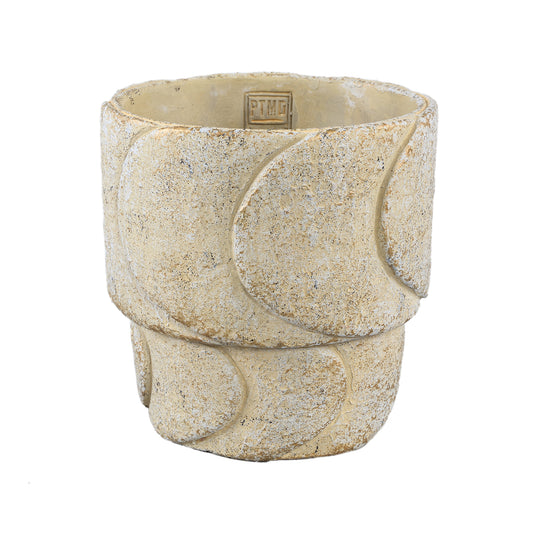 Gibran Crème Cementen Pot Laagjes Schubben Rond XL – Set van 4 - 4 Sets 20x20x20 cm