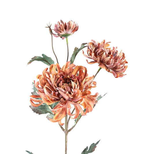 Chrysant Flower Oranje Spray Met Bladeren Set van 12 Stuks - 12 Sets 81x41x25 cm