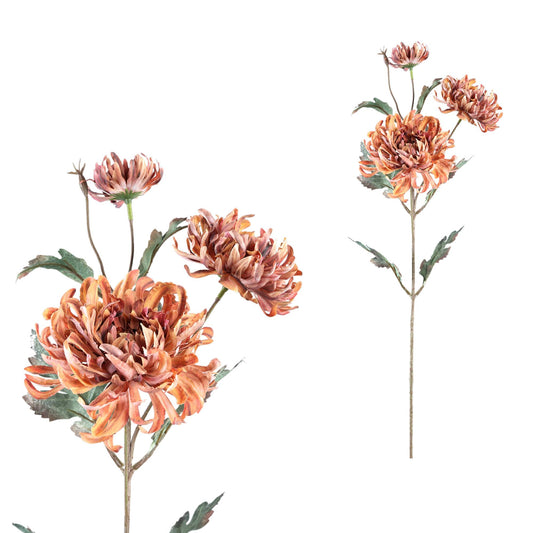 Chrysant Flower Oranje Spray Met Bladeren Set van 12 Stuks - 12 Sets 81x41x25 cm