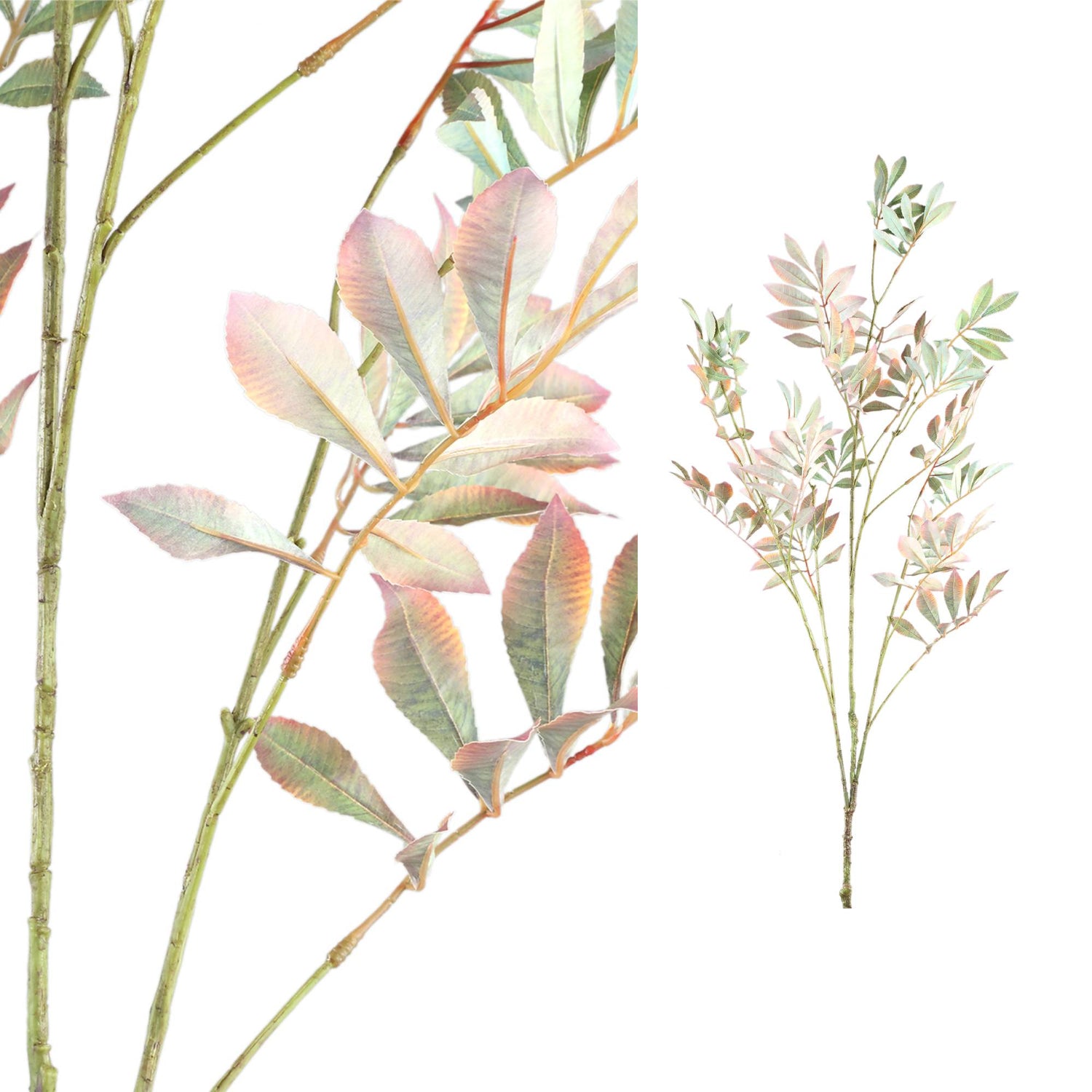 Leaves Plant Groen En Roze Kastanjebladeren Spray - Set Van 6 Stuks - 6 Sets 124x91x58 cm
