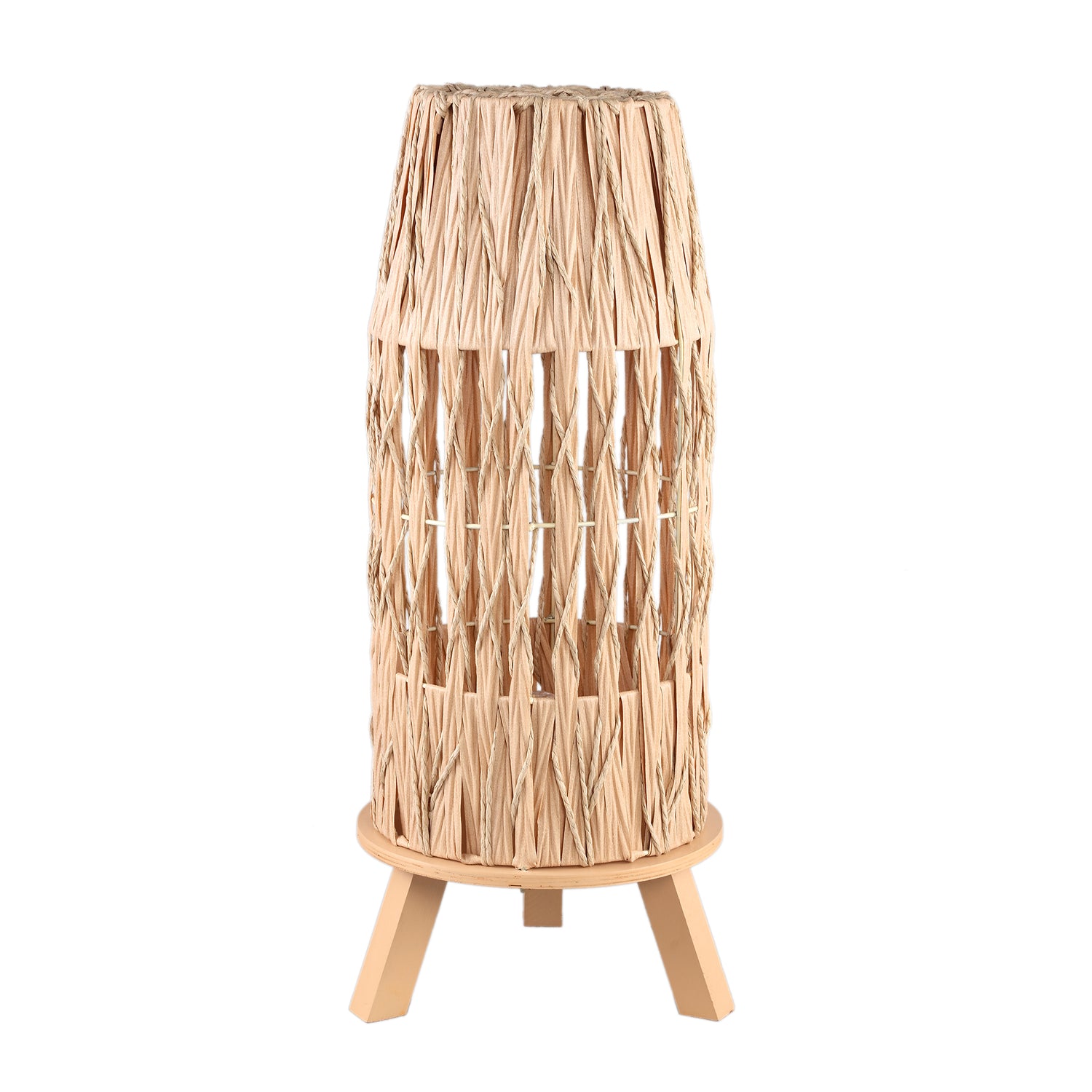 Alleene Crème Bamboe LED Lamp met Houten Voet Set van 2 - 2 Sets 75x31x31 cm