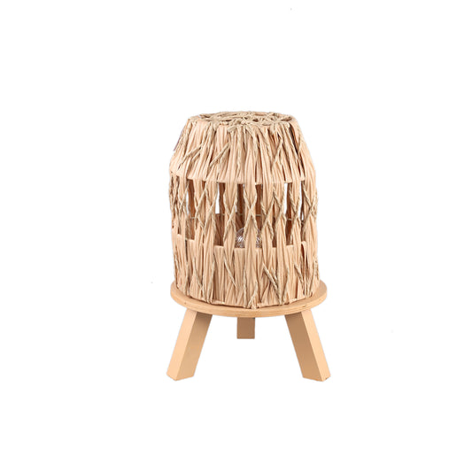Alleene Crème Bamboe LED Lamp met Houten Voet Set van 4 Stuks - 4 Sets 45x28x28 cm