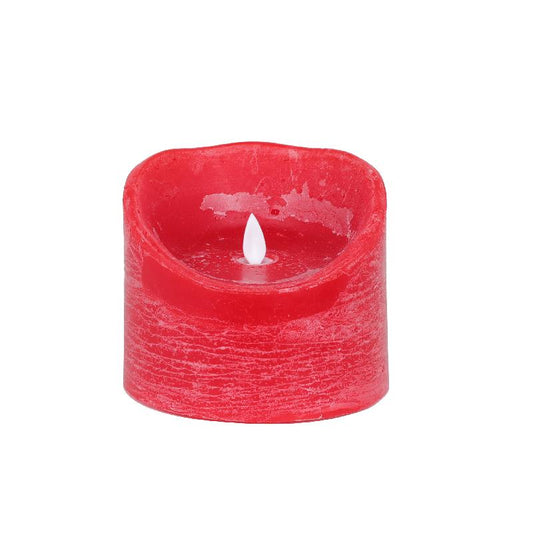 LED Licht Kaars Rustiek Rood Beweegbare Vlam XL Set van 4 Stuks 10x12.5x12.5 cm