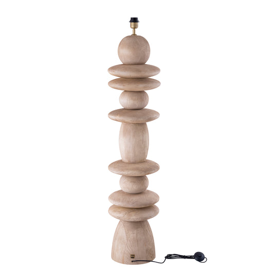 Callain Natuurlijke Mango Houten Vloerlamp Onderstel Rond 123x30x30 cm