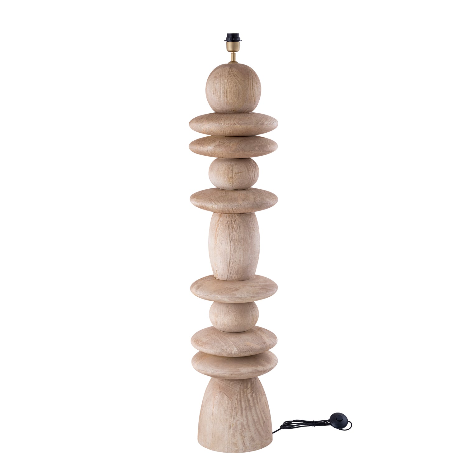 Callain Natuurlijke Mango Houten Vloerlamp Onderstel Rond 123x30x30 cm