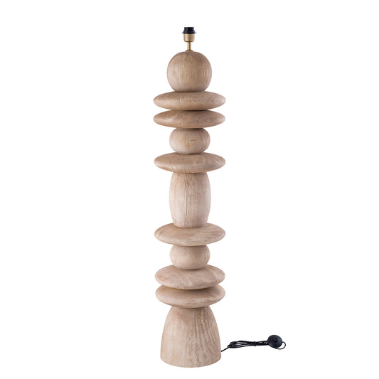Callain Natuurlijke Mango Houten Vloerlamp Onderstel Rond 123x30x30 cm