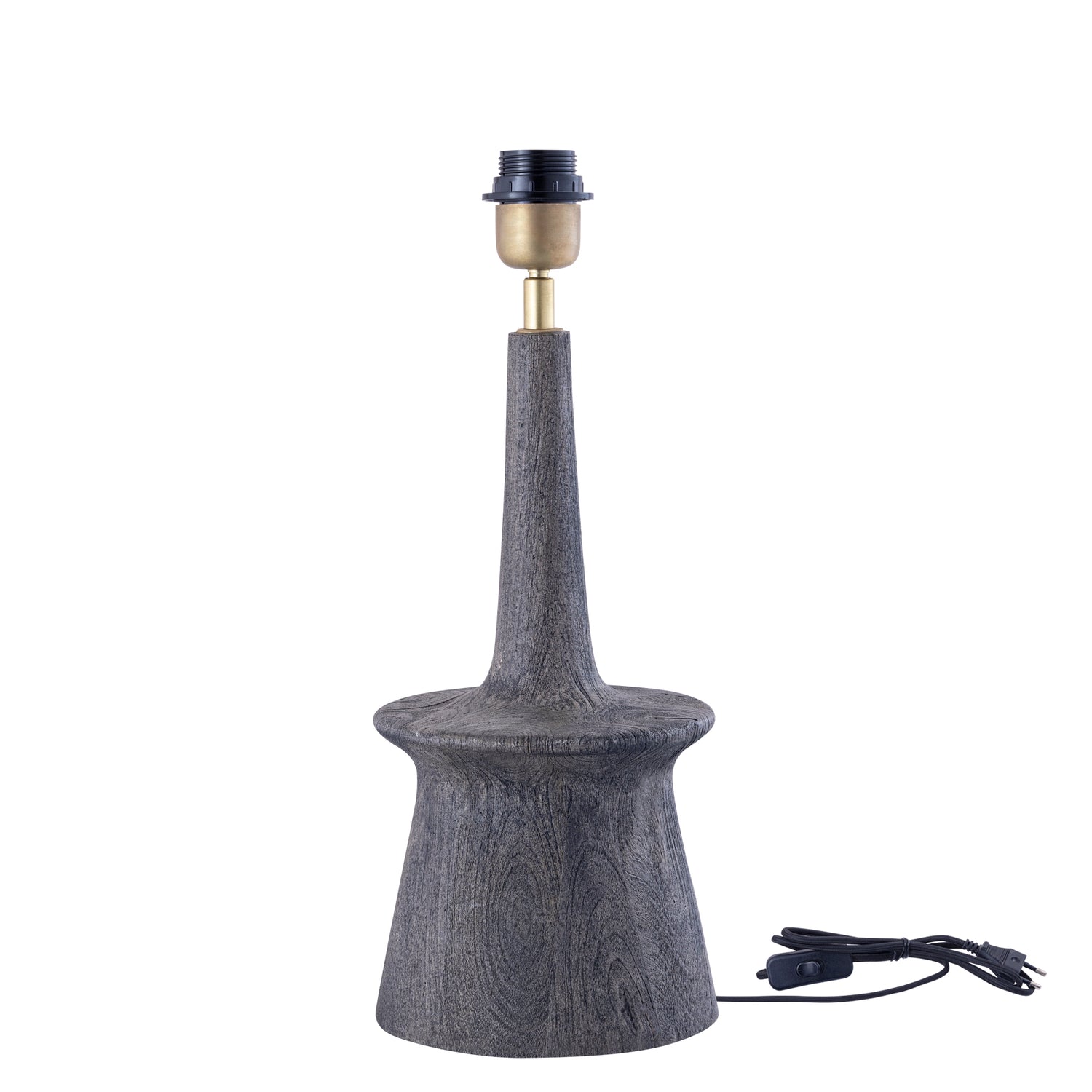 Caelin Grijze Mangohout Tafellamp Smal Rond 35x18x18 cm