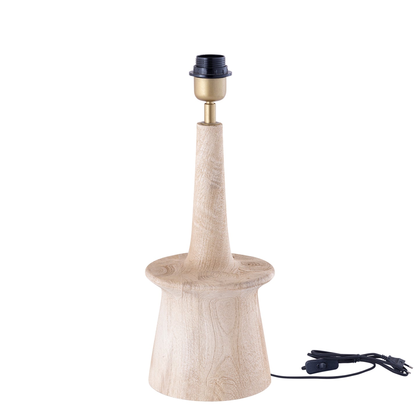Caelin Naturel Mangohout Tafellamp Smal Rond 35x18x18 cm