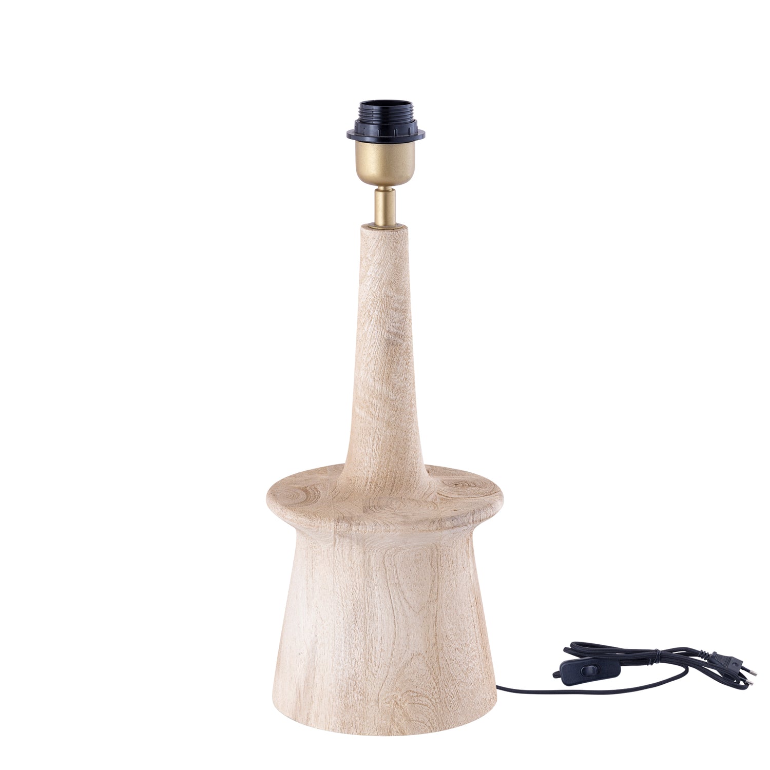 Caelin Naturel Mangohout Tafellamp Smal Rond 35x18x18 cm