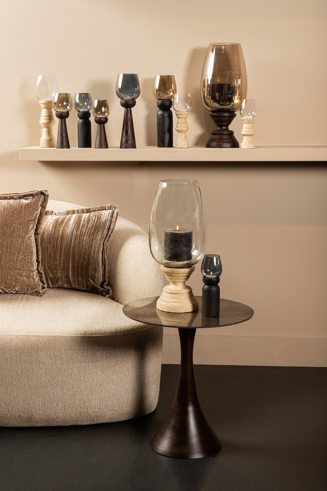 Qez Brown Mango Wood Stormlight Luster Glass M