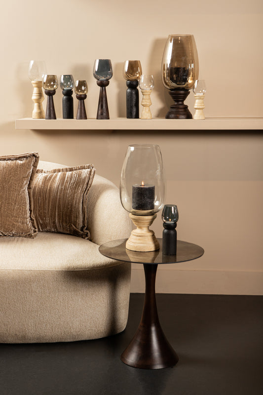 Qez Brown Mango Wood Stormlight Luster Glass L