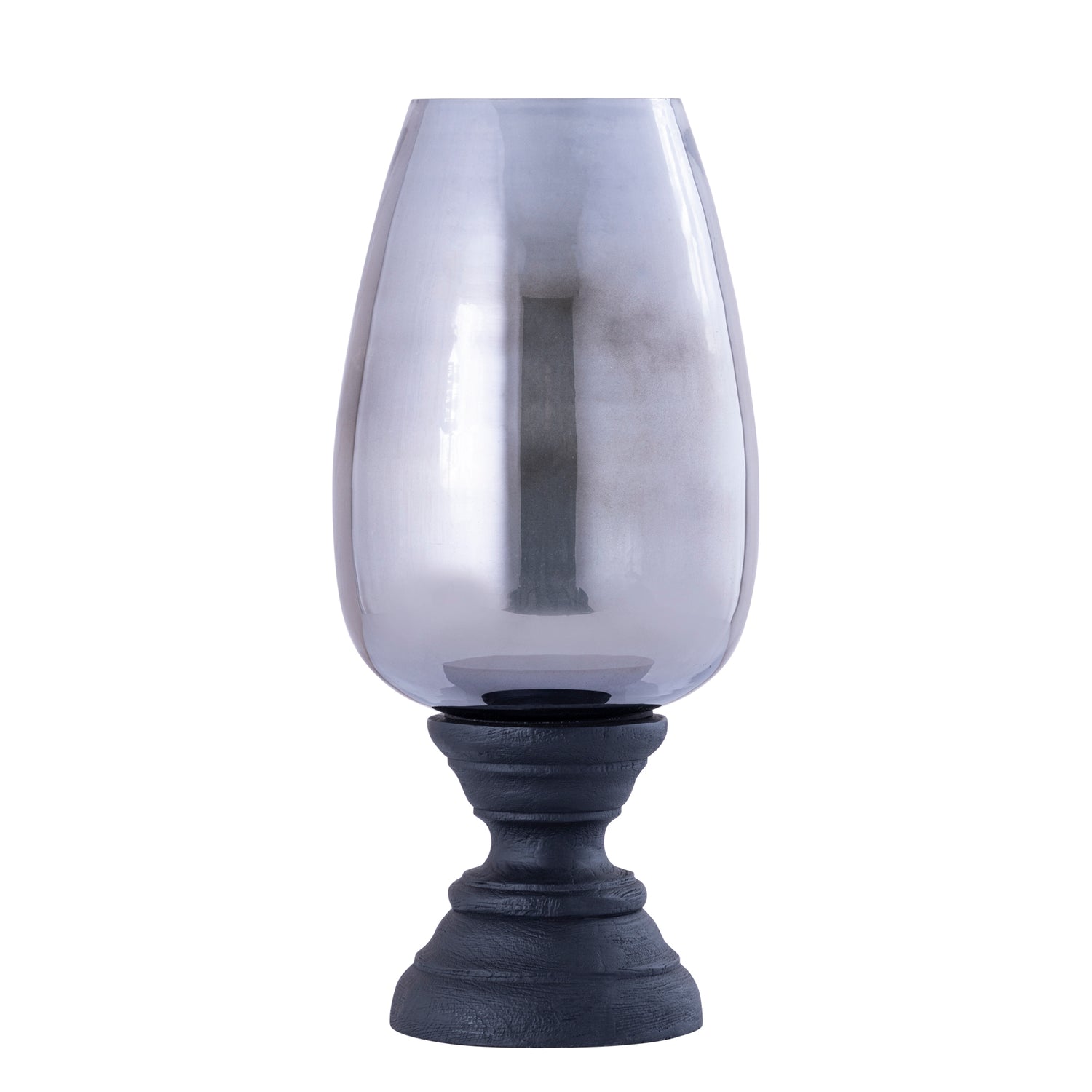 Qez Zwart Mangohout Windlicht met Rookglas XL 44x20x20 cm