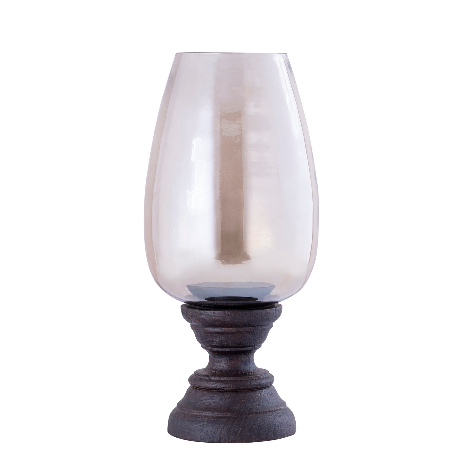 Qez Bruin Mangohout Windlicht Met Rookglas XL 44x20x20 cm