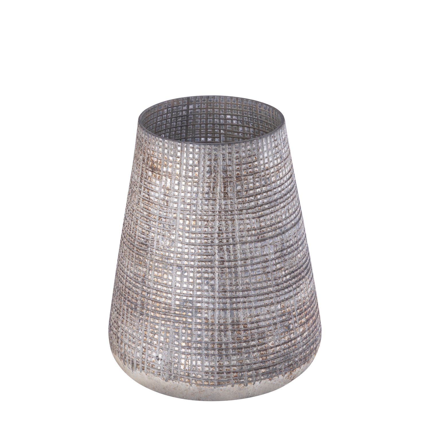 Damin Crème Glazen Windlicht Stormlight Motief Rond M - Set van 6 Stuks - 6 Sets 19x15x15 cm