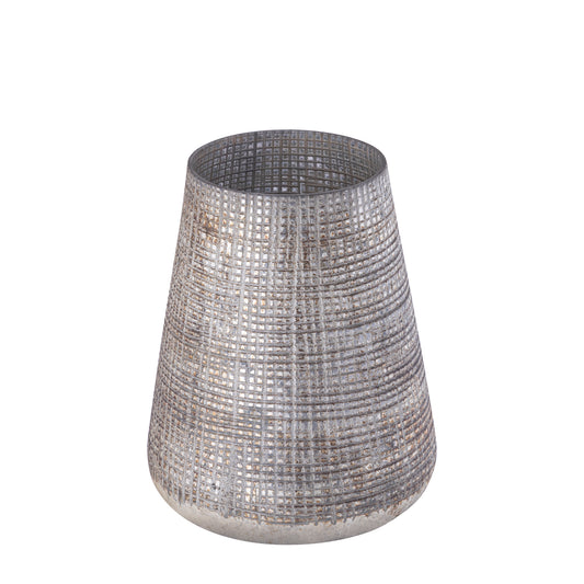 Damin Crème Glazen Windlicht Stormlight Motief Rond M - Set van 6 Stuks - 6 Sets 19x15x15 cm