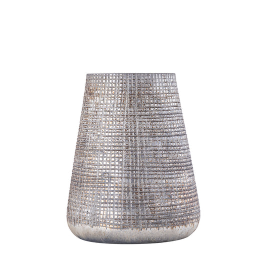 Damin Crème Glazen Windlicht Stormlight Motief Rond M - Set van 6 Stuks - 6 Sets 19x15x15 cm