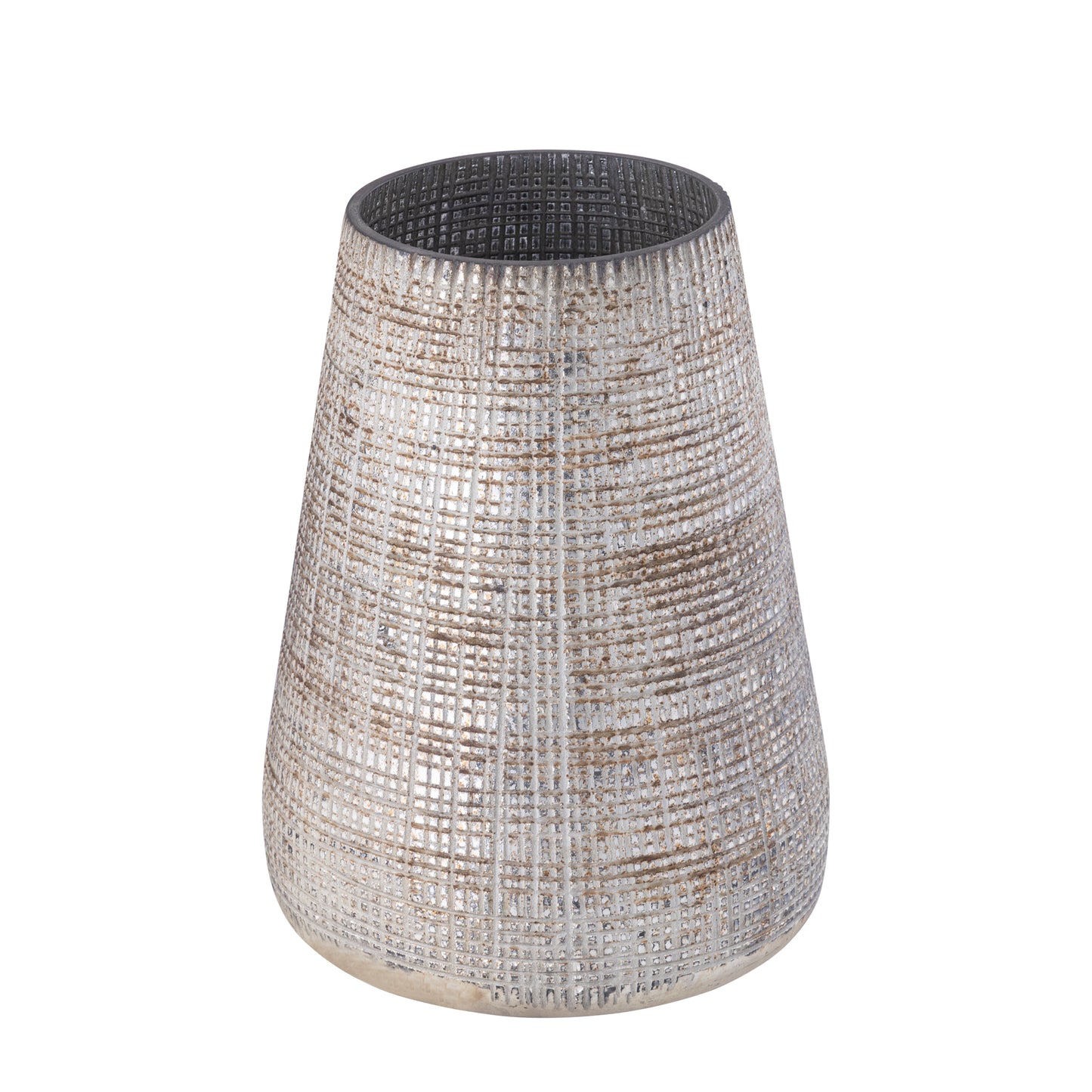 Damin Cream Glazen Windlicht Stormpatroon Rond Set van 2 - 2 Sets 25x19x19 cm