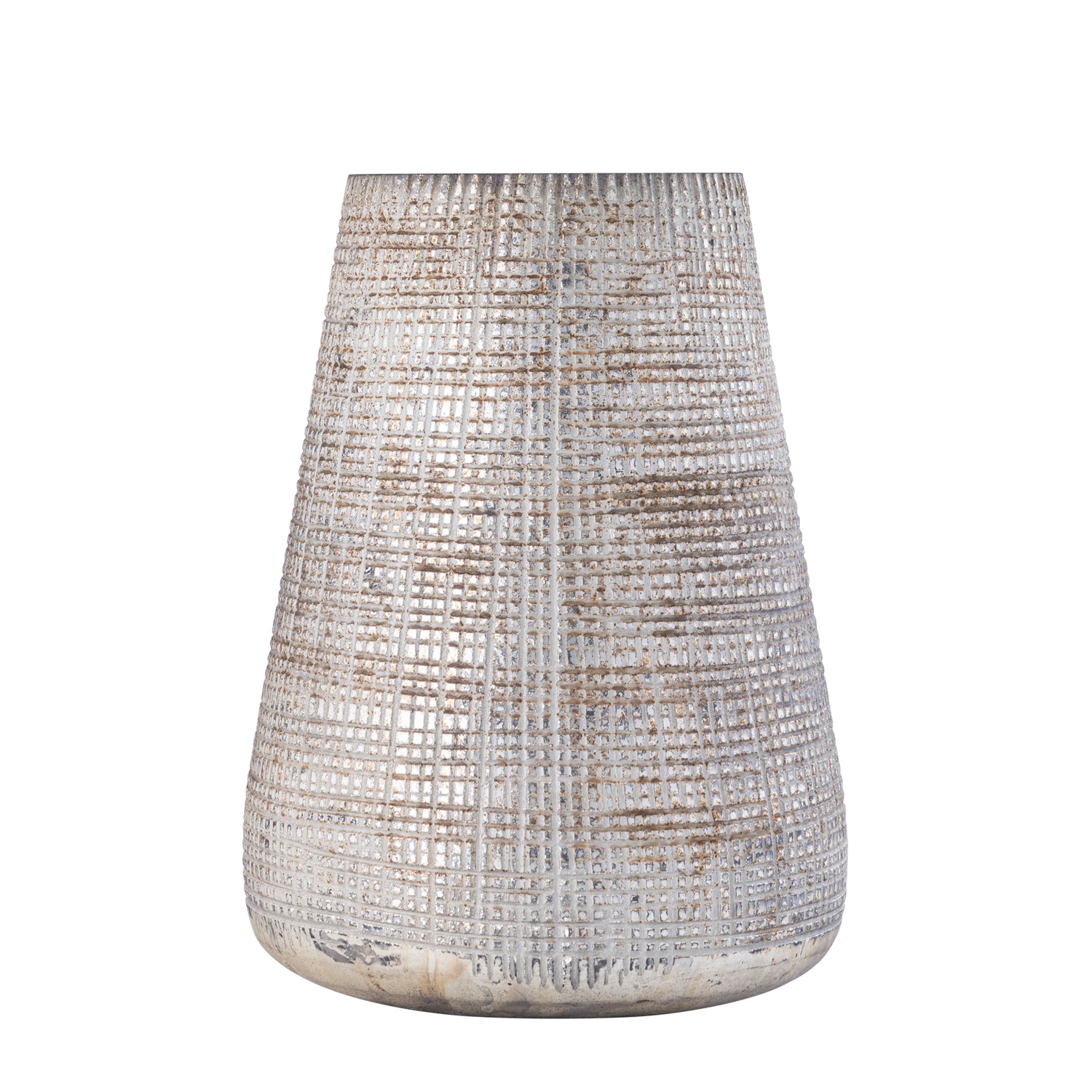 Damin Cream Glazen Windlicht Stormpatroon Rond Set van 2 - 2 Sets 25x19x19 cm