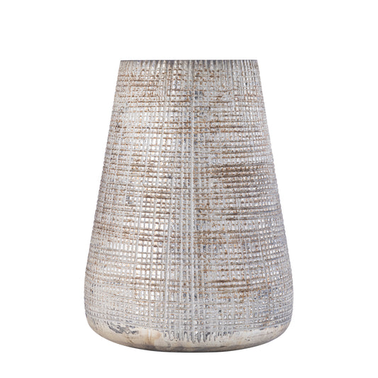 Damin Cream Glazen Windlicht Stormpatroon Rond Set van 2 - 2 Sets 25x19x19 cm