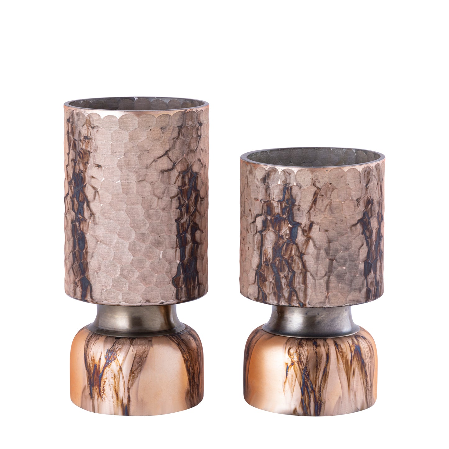 Belinsu Koper Glas Windlicht Etched Rond - Set van 6 Stuks 20x12x12 cm