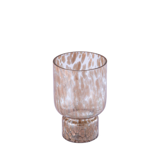 Rishi Helder Glas Windlicht Roze Stippen Rond Set van 6 - 6 Sets 15x10x10 cm