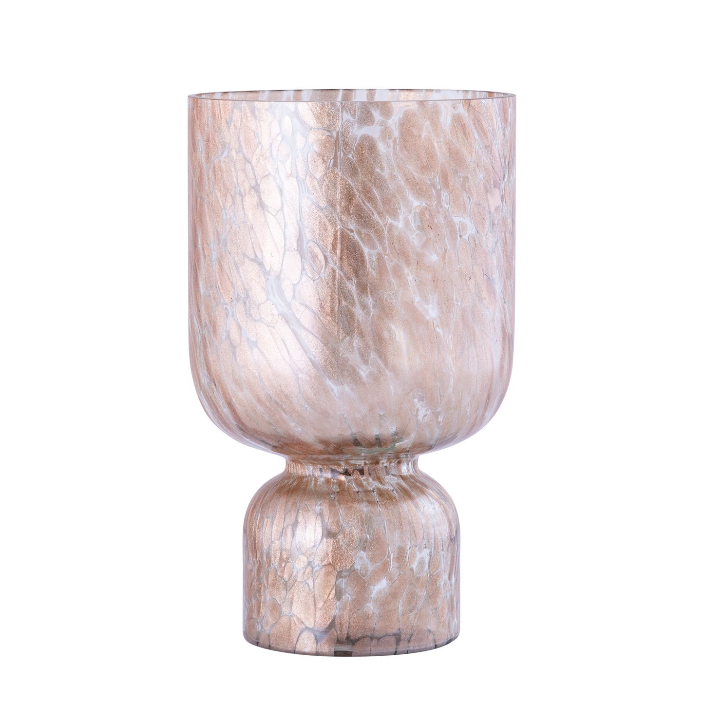 Rishi Helder Glas Windlicht Roze Stippen Rond Set van 2 - 2 Sets 30x18x18 cm