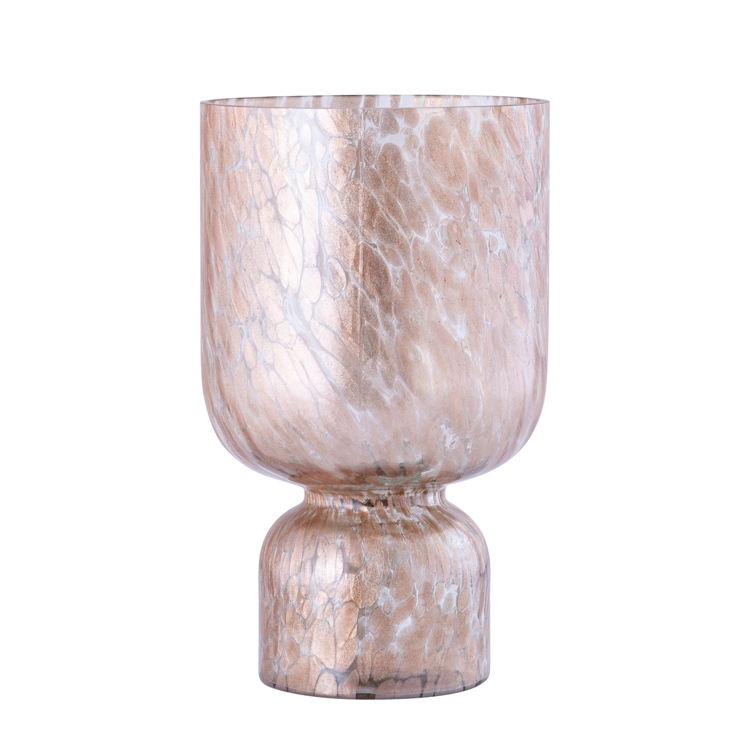 Rishi Helder Glas Windlicht Roze Stippen Rond Set van 2 - 2 Sets 30x18x18 cm