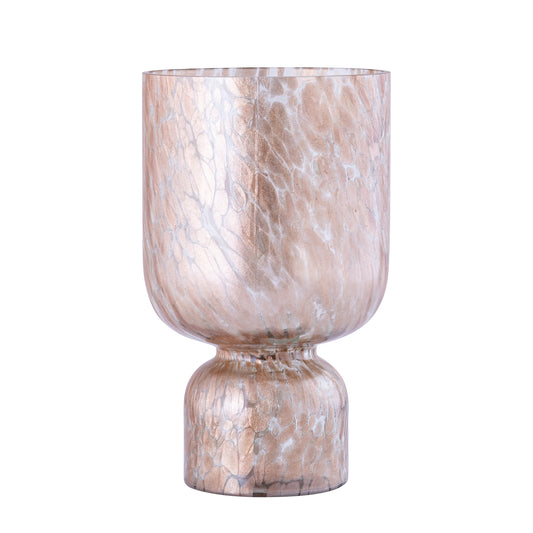 Rishi Helder Glas Windlicht Roze Stippen Rond Set van 2 - 2 Sets 30x18x18 cm