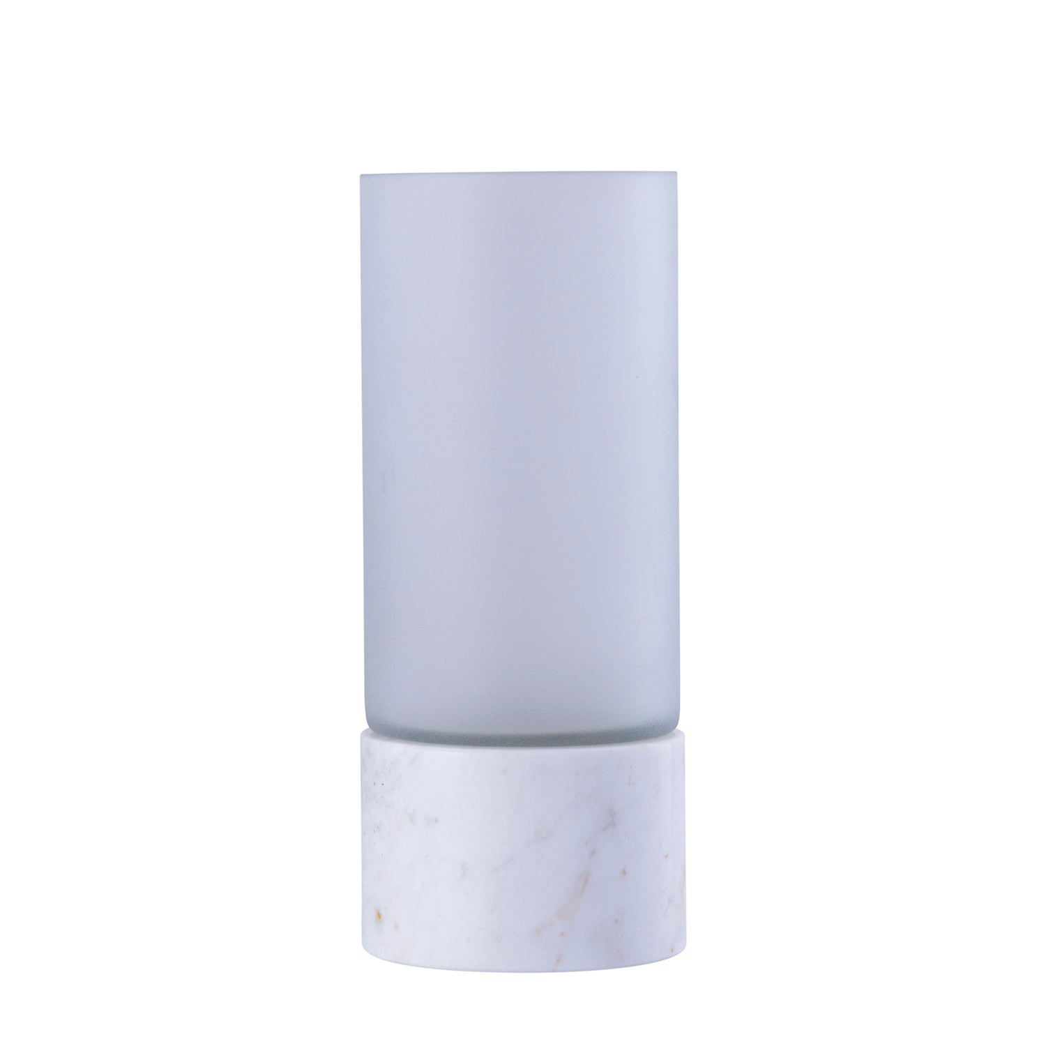 Conree Wit Mat Glas Windlicht met Marmeren Voet Set van 2 Stuks - 2 Sets 25x10x10 cm