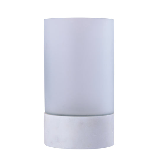 Conree Wit Mat Glazen Windlicht met Marmeren Voet L 28x15x15 cm