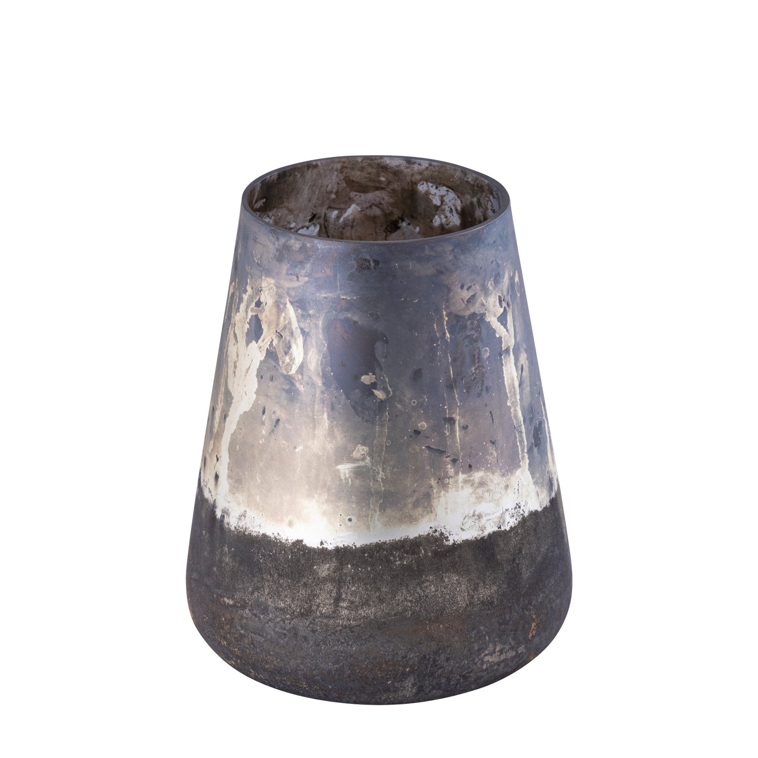Travers Grijs Glas Windlicht Ant Finish Rond M Set van 6 Stuks - 6 Sets 19x15x15 cm