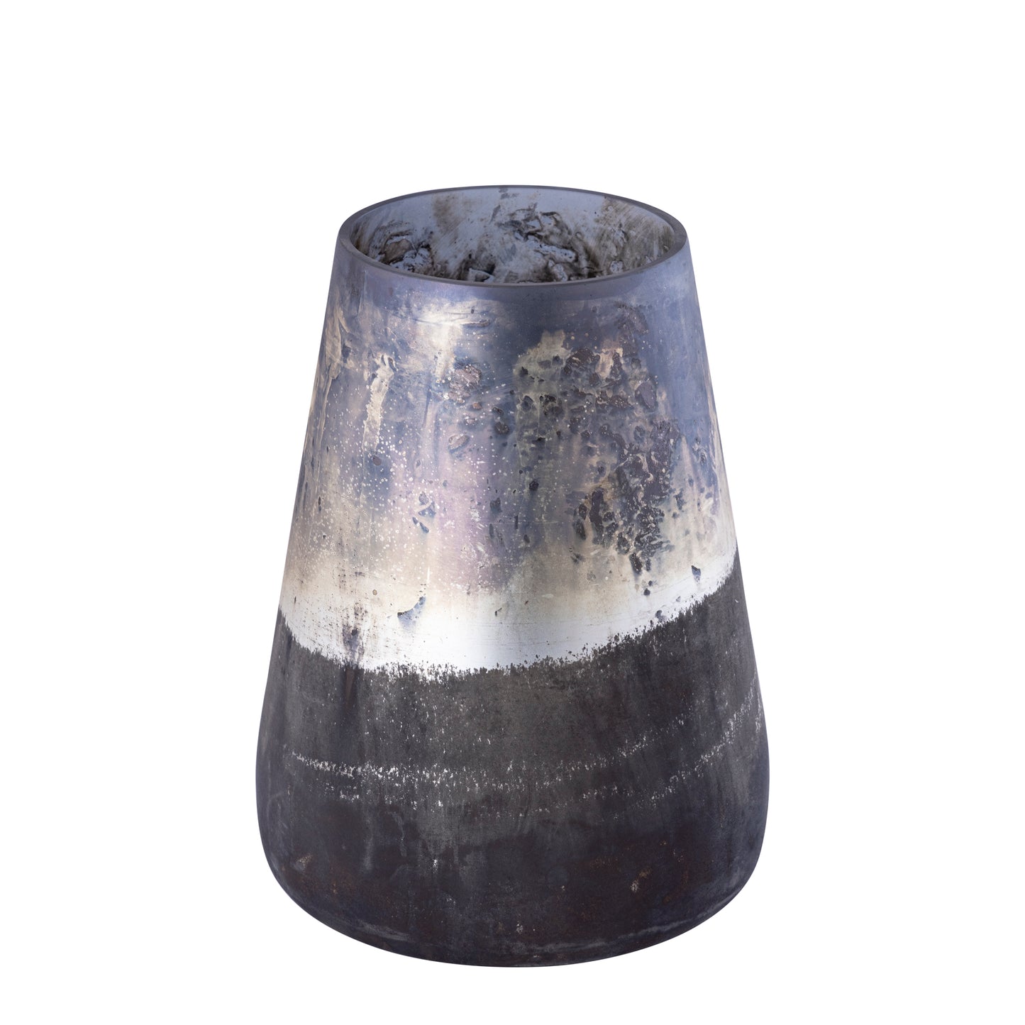 Travers Grijs Glazen Windlicht Antiek Finish Rond Groot - Set van 2 - 2 Sets 25x19x19 cm