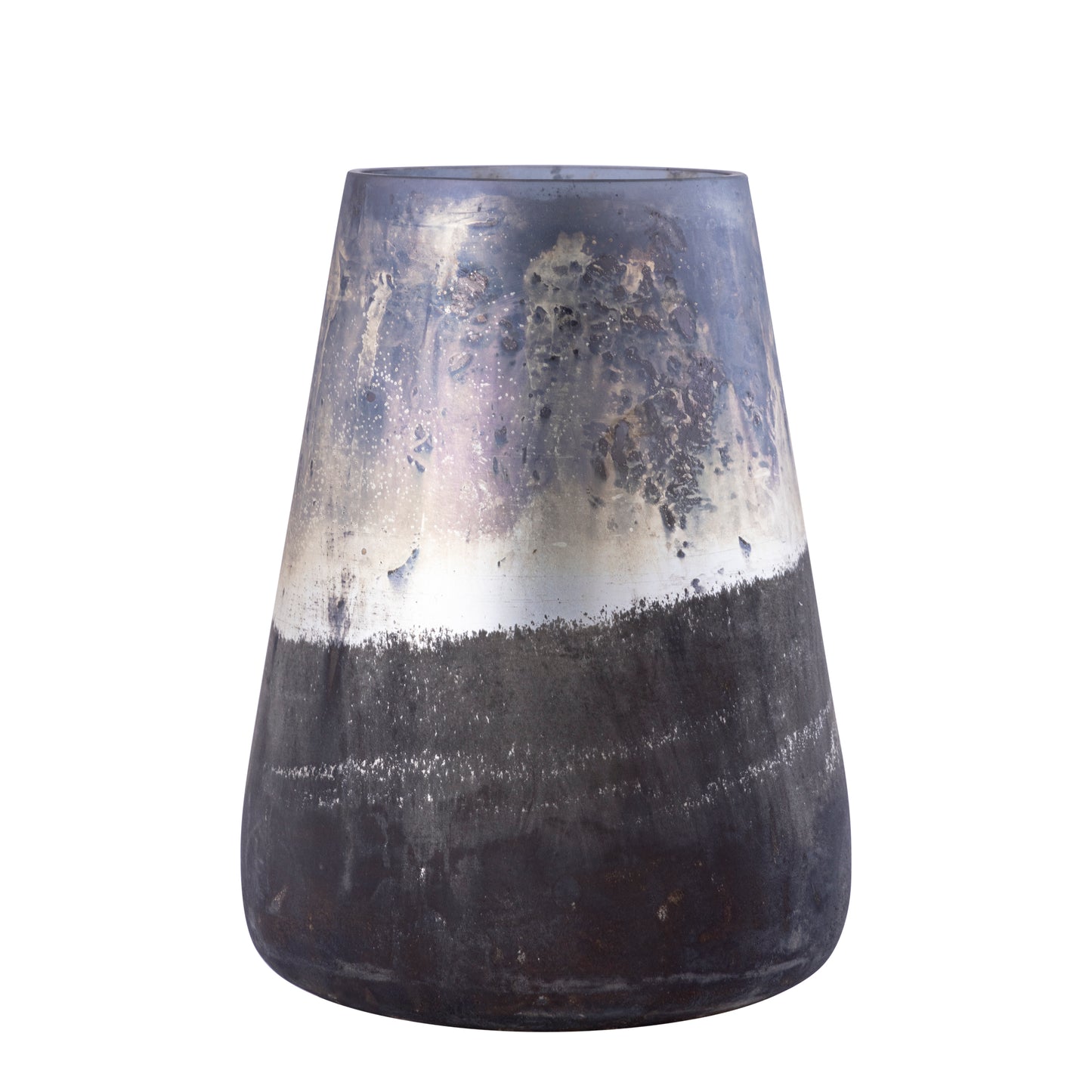 Travers Grijs Glazen Windlicht Antiek Finish Rond Groot - Set van 2 - 2 Sets 25x19x19 cm