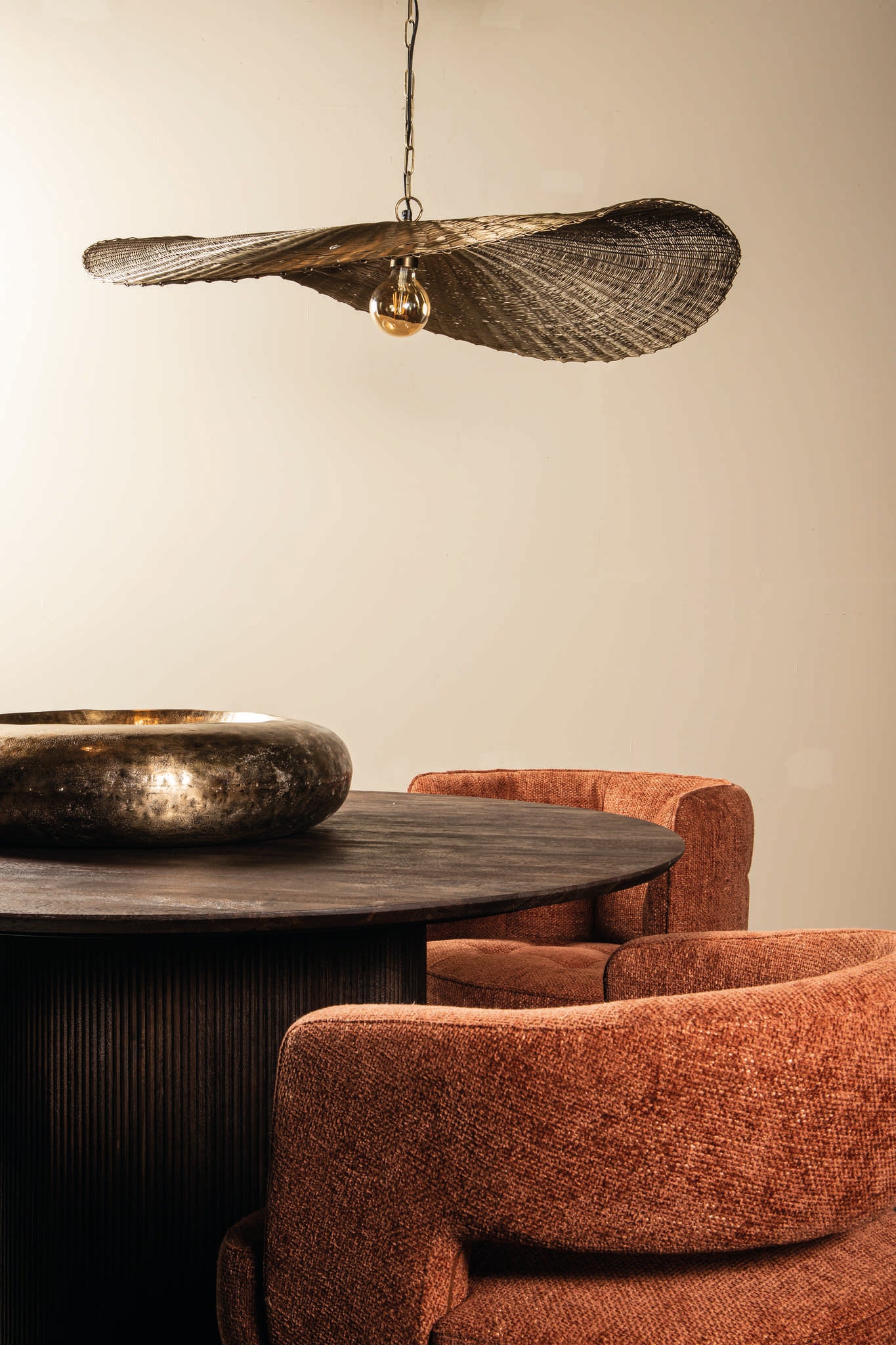 Shauney Gold Iron Wavy Hanging Lamp Round L