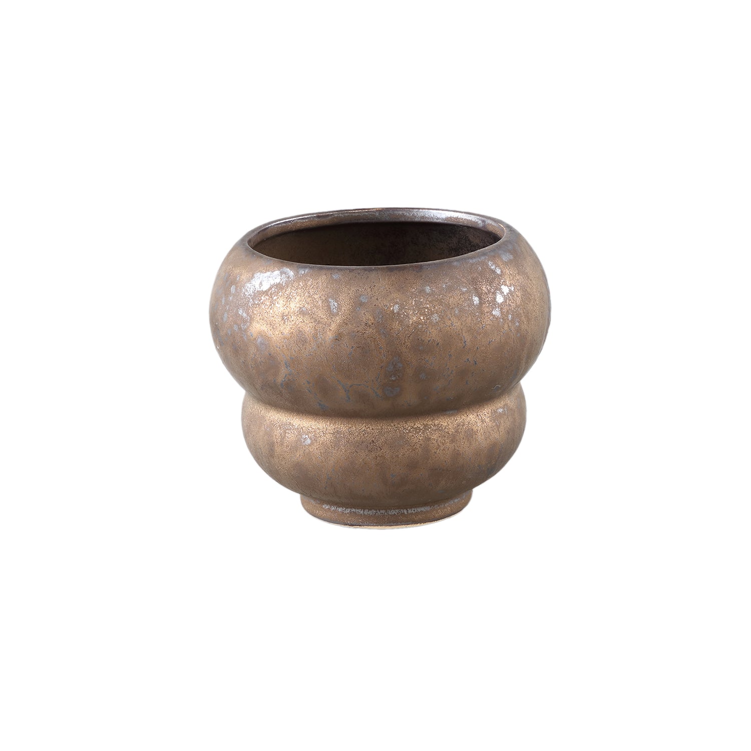 Anashe Bronzen Keramische Pot Gelaagd Rond XS - Set van 12 9.5x12x12 cm