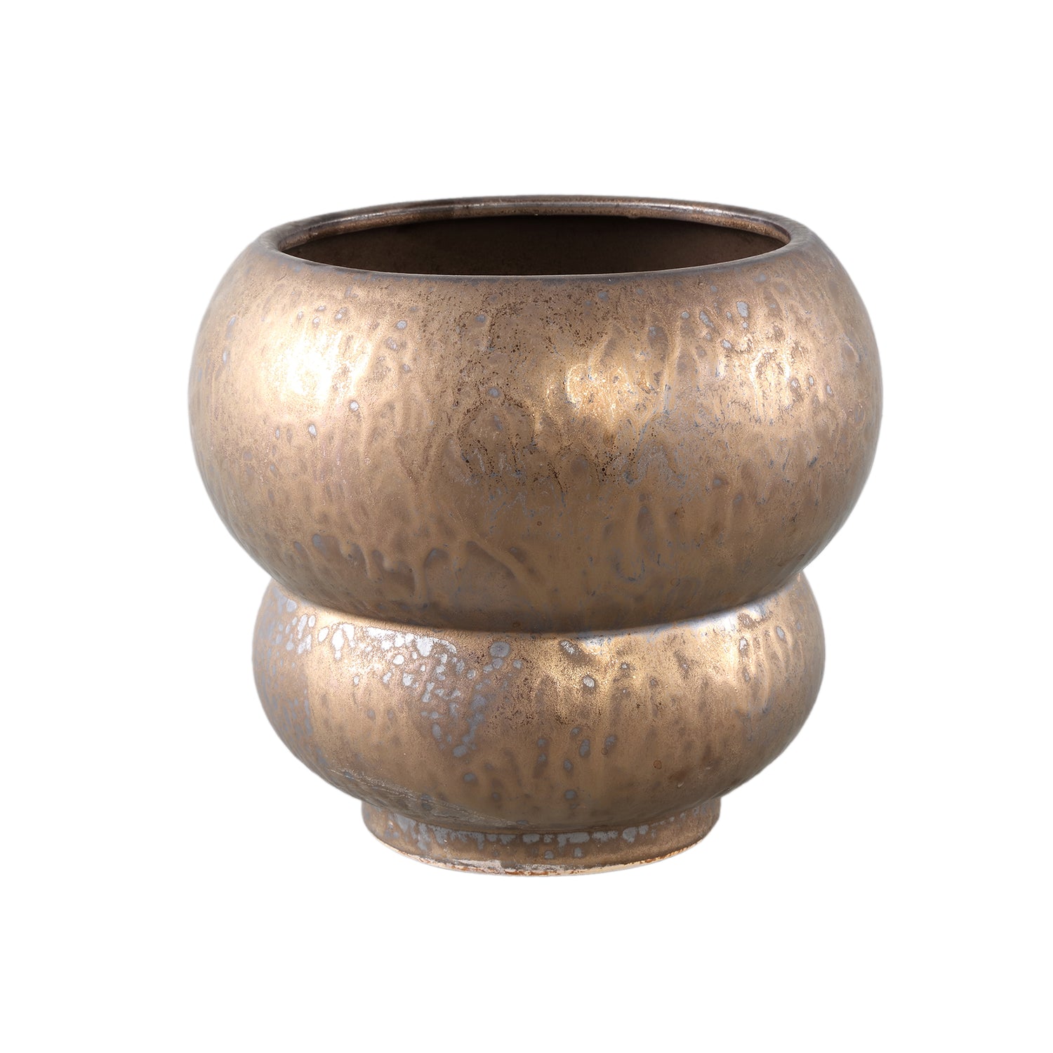 Anashe Bronzen Keramische Pot Lagen Rond Set van 2 - 2 Sets 23x26x26 cm