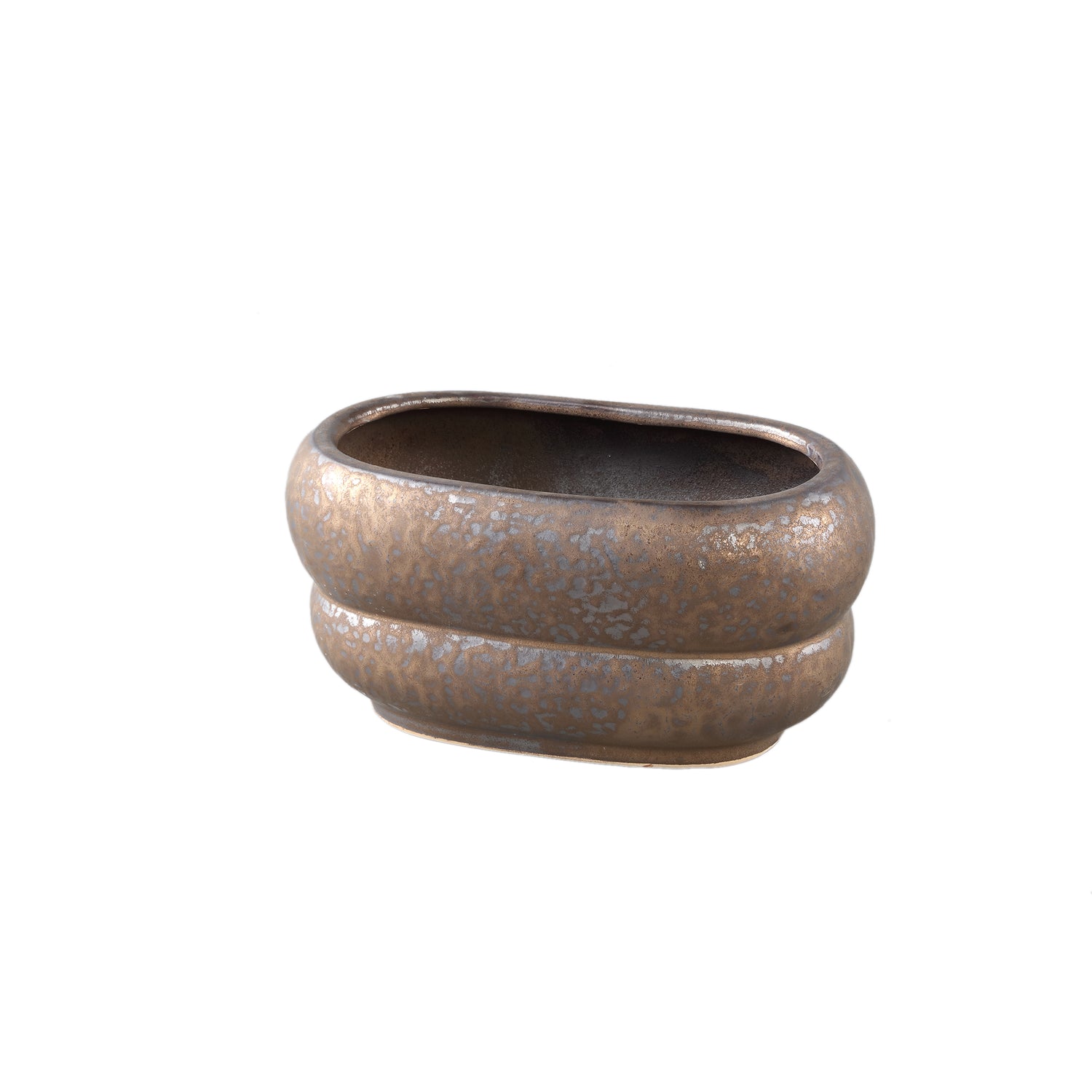 Anashe Brons Keramische Pot Lagen Ovaal S - Set van 8 12x24x15 cm