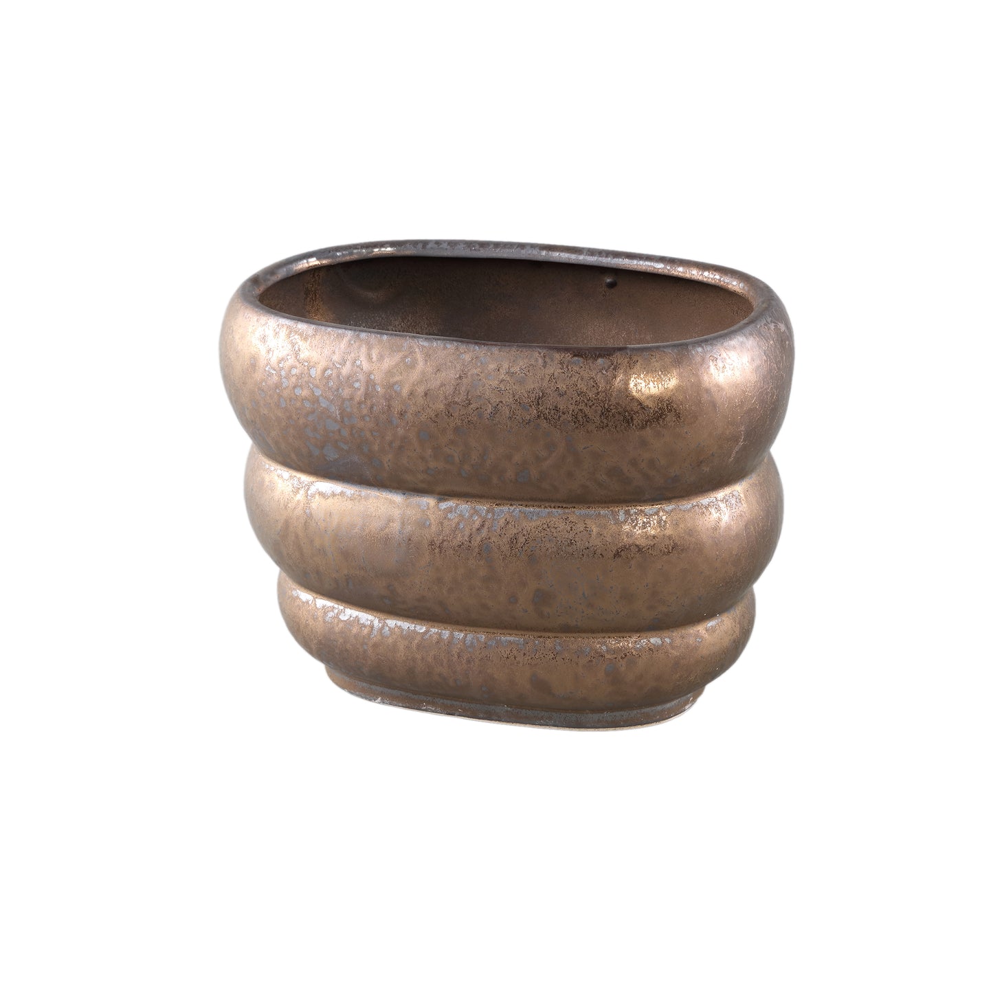 Anashe Brons Keramische Pot Lagen Ovaal L – Set van 4 Stuks - 4 Sets 20x28x18 cm