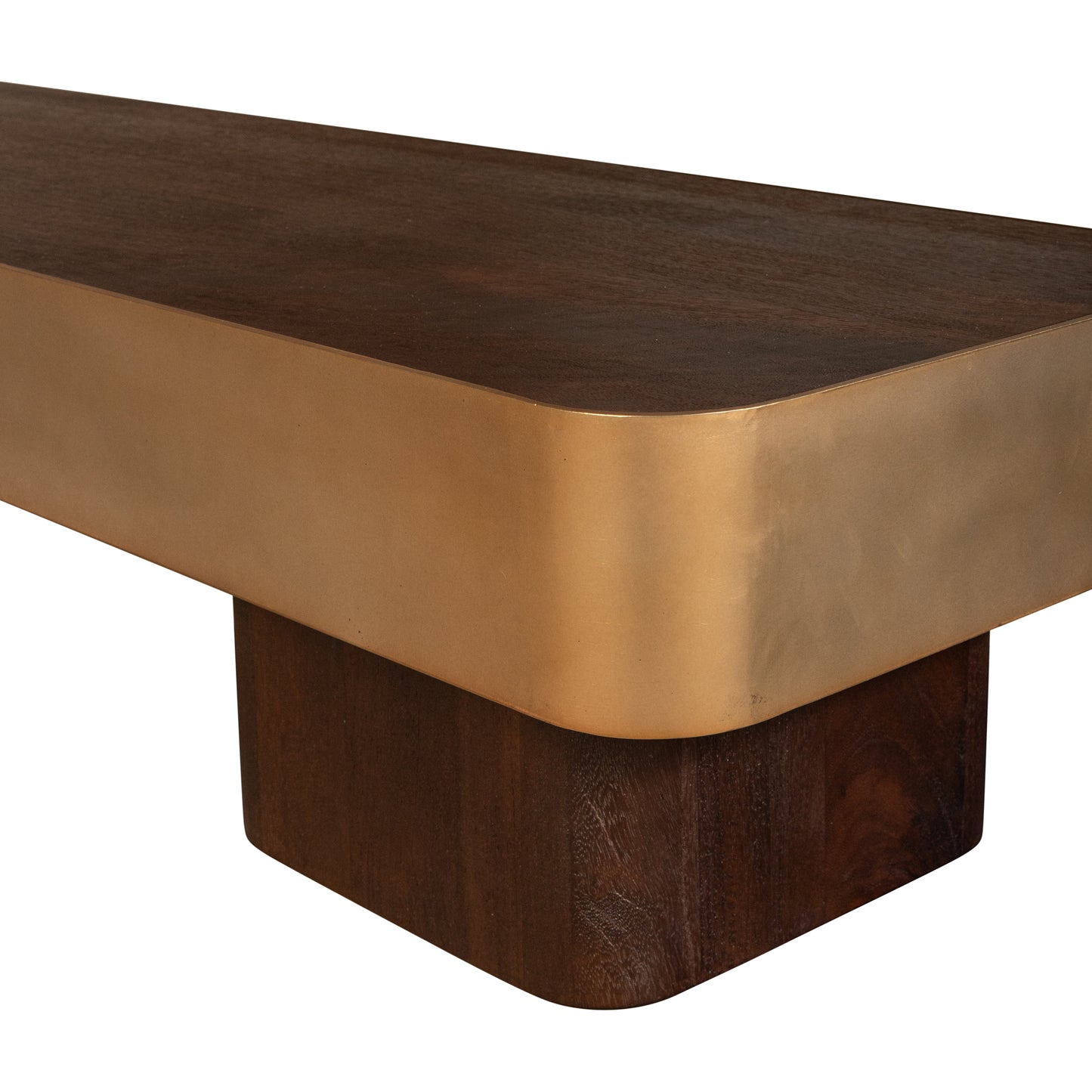 Warren Coffee Table 180x45x31 Brown Wood Gold Mtl