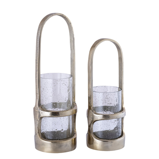 Rahana Gouden Gegoten Aluminium Lantaarn Hoog L 49x15x15 cm