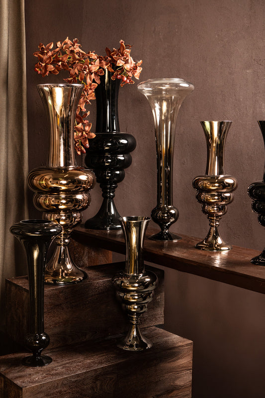 Keighla Antracite Shaped Glass Vase Two Tones L