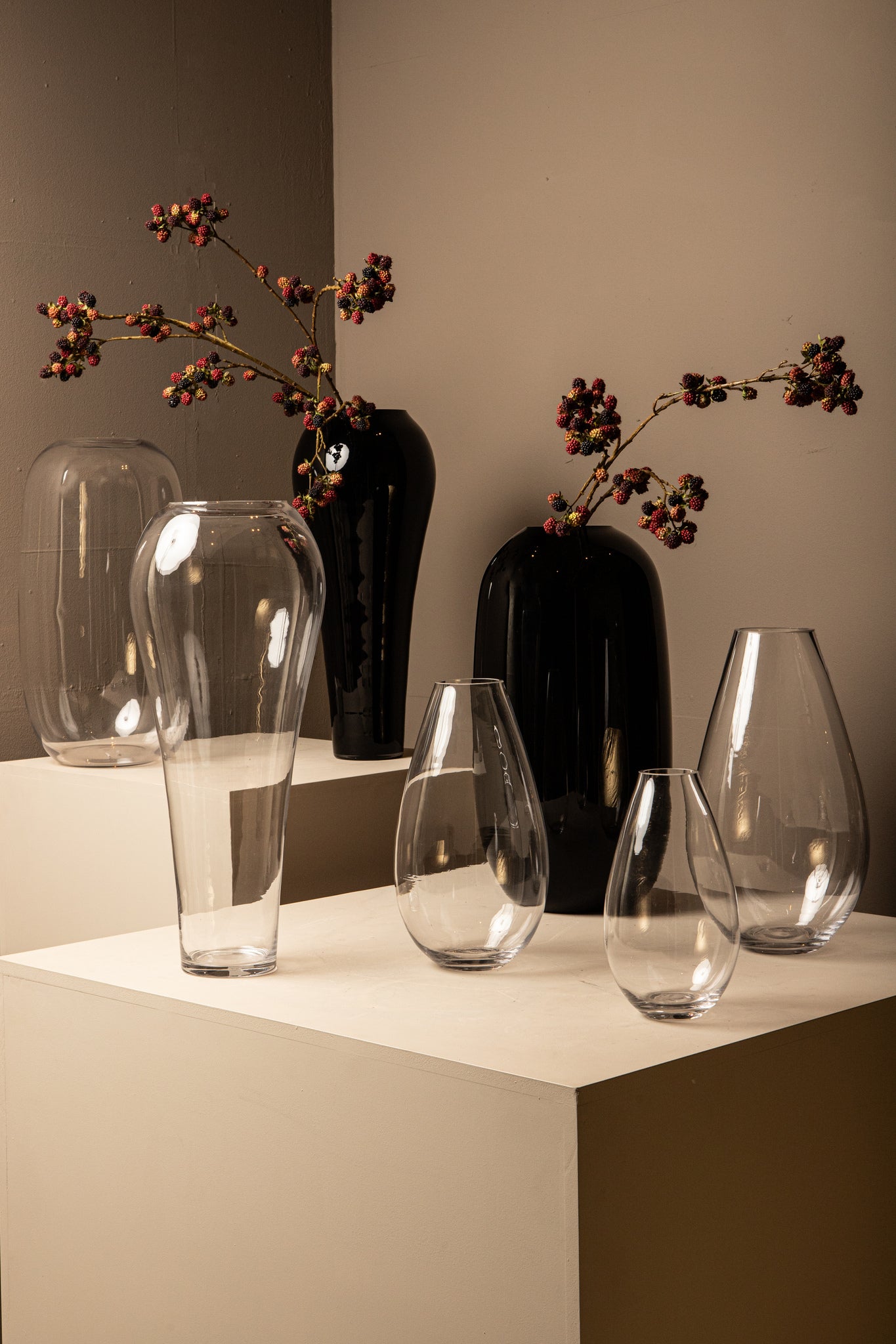 Serren Clear Round Glass Vase Wide Top