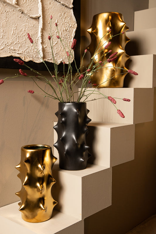 Oswaldo Gold Round Shaped Ceramic Pot Bulges High