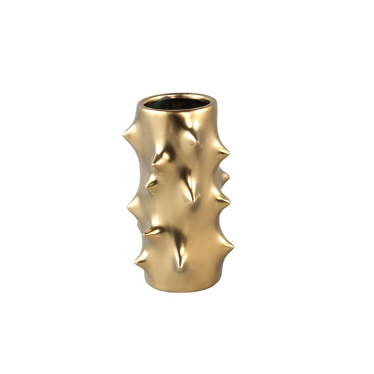 Oswaldo Gold Round Shaped Ceramic Pot Bulges Low
