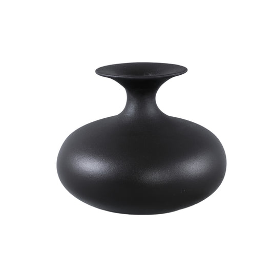 Lyndsay Zwarte Ronde Keramische Pot Set van 4 Stuks - 4 Sets 25x30x30 cm