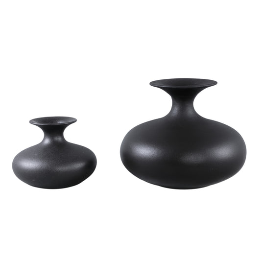 Lyndsay Zwarte Ronde Keramische Pot Set van 6 Stuks 16.5x20x20 cm