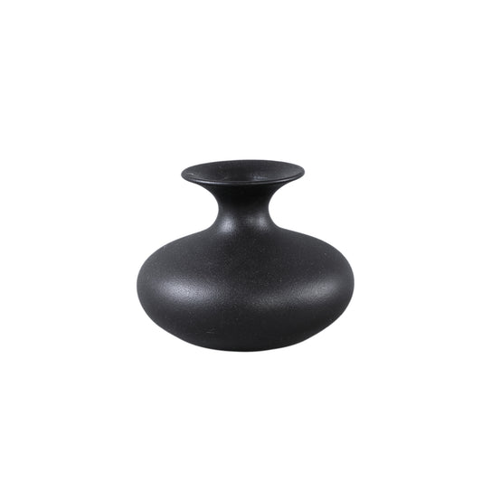 Lyndsay Zwarte Ronde Keramische Pot Set van 6 Stuks - 6 Sets 16.5x20x20 cm