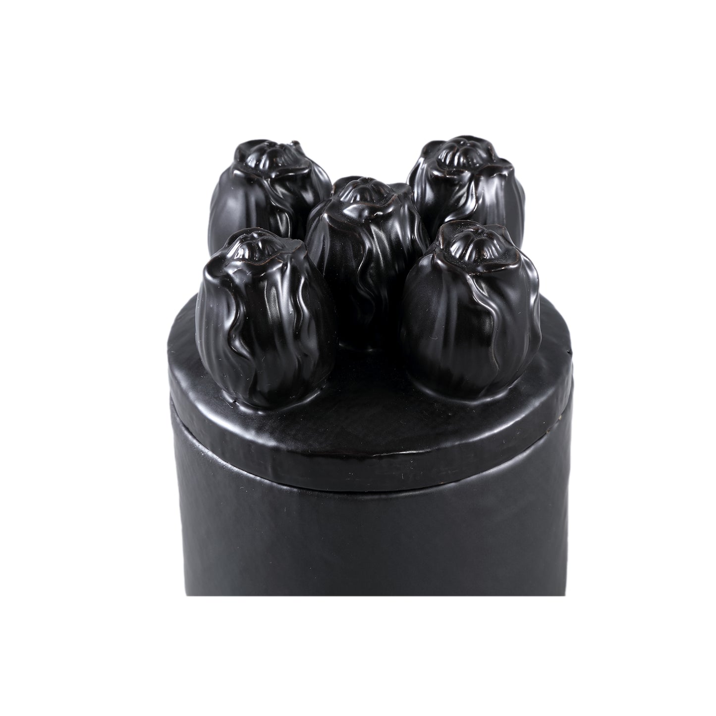 Krystine Black Round Ceramic Pot With Tulips Top