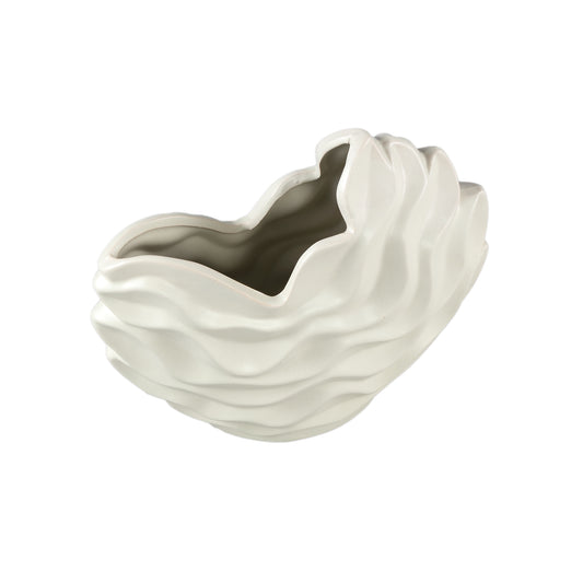Kaylagh Crème Keramische Pot Golfvormig Set van 6 Stuks L - 6 Sets 22x25x10 cm