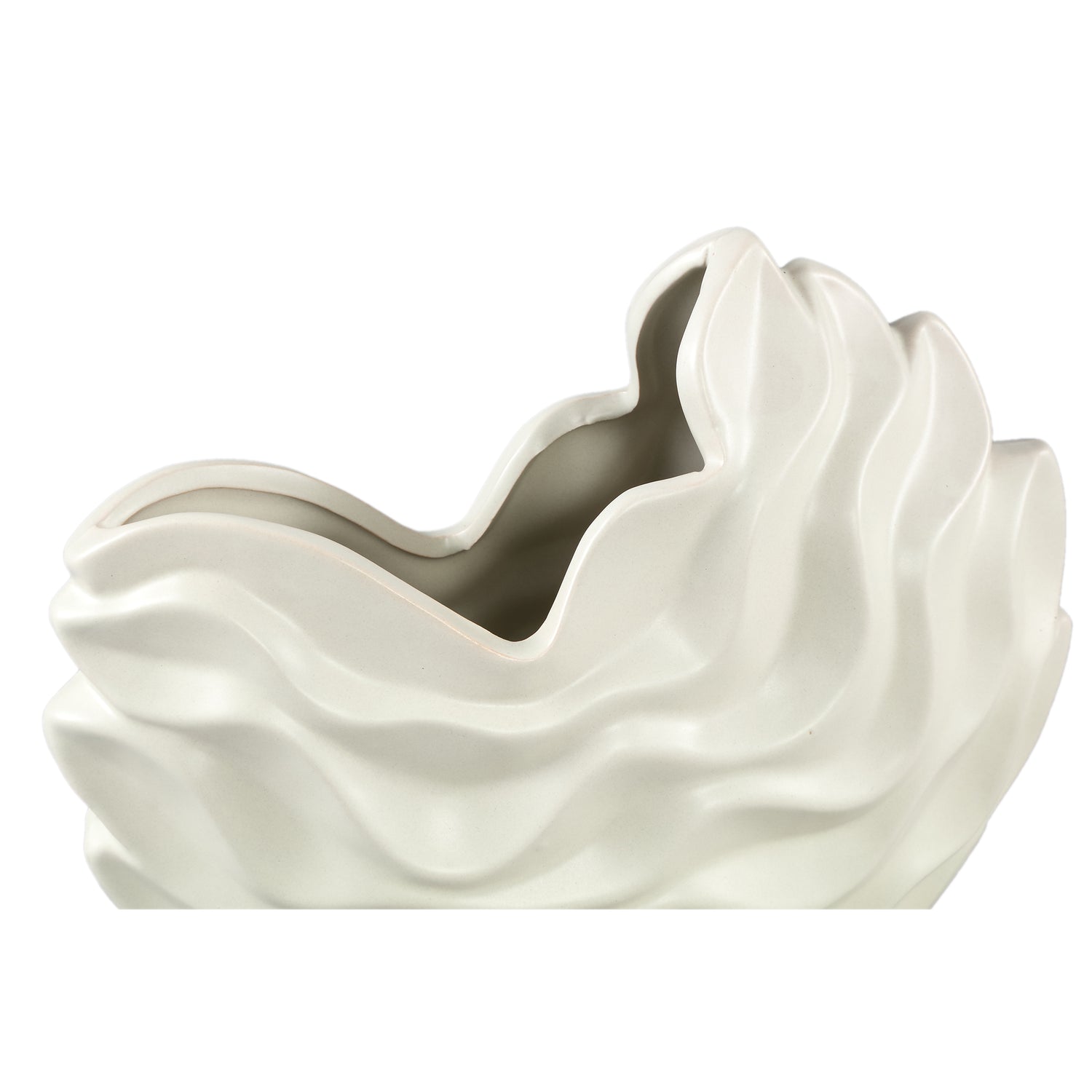 Kaylagh Crème Keramische Pot Golfvormig Set van 6 Stuks L - 6 Sets 22x25x10 cm